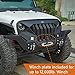 Hooke Road JK Mad Front Bumper Grille with Wings for 2007-2018 Jeep Wrangler JK & Unlimited 2/4 Doors, Steel Offroad Bumper with Winch Plate, D-rings, LED Lights