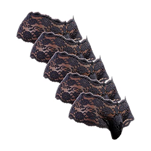 Soluo Men's Sexy Lace Bikini Panties Underwear Low Rise Sissy Bulge Pouch Thong G-String Lingeries Underpant