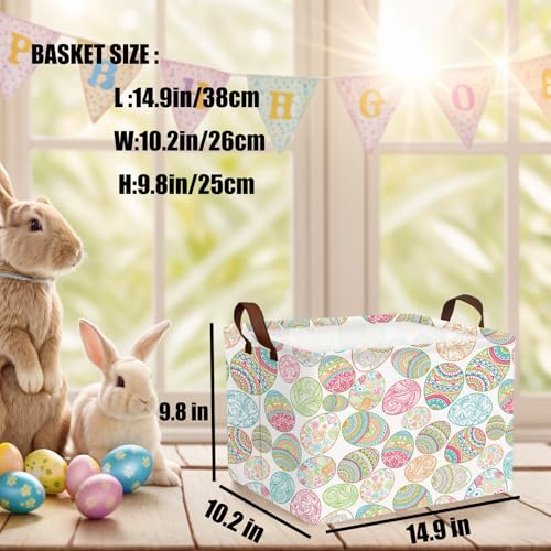 Image of Kid Rectangular Empty Easter Basket for Girl Boy Bunny Eggs Easter Basket Gift Baby Room Decor Storage Organizer (Bohemian Retro)