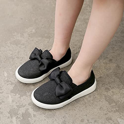 kkdom Girls Slip On Glitter Sneakers Cute Bow Lazy Tennis Shoes Loafers for Little Girls(Toddler/Little Kid/Big Kid)2