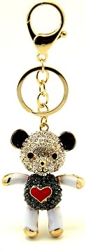 Olny Love You Bear Crystal Handbag Charm/ Key Chain/ Key Ring, White/Red