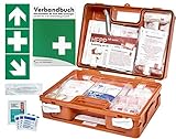 Erste Hilfe Kasten -Paket 1- DIN/EN 13157 für BÜRO & BETRIEBE + DIN/EN 13164 für KFZ - inkl. 1. Hilfe AUFKLEBER & Verbandbuch (Perforierte Seiten)