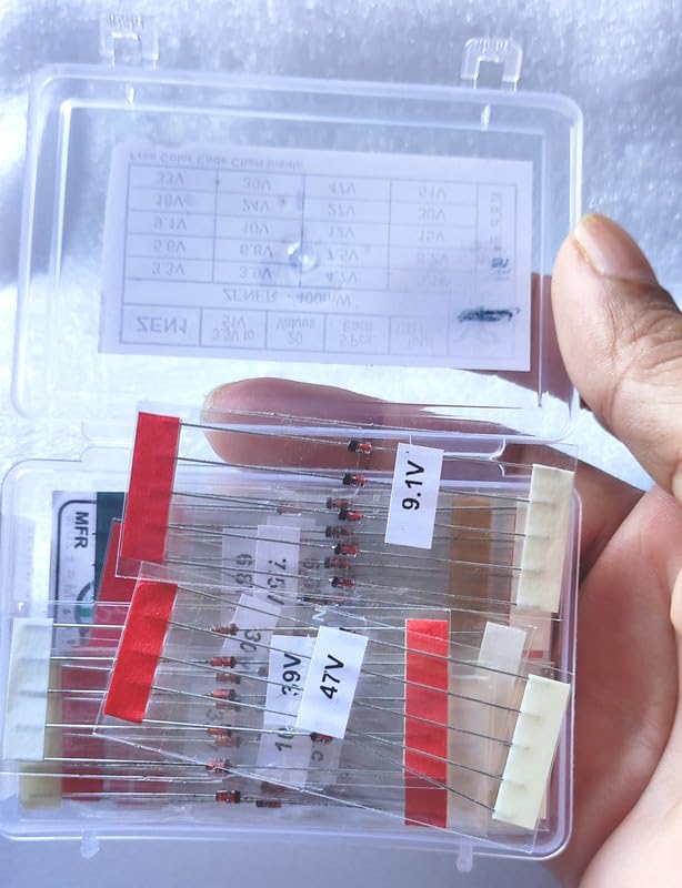 PACK OF 100PICES-ZENER DIODE KIT, Assorted Assortment Box Kit Set (3.3V/3.9V/4.7V/6.8V/8.2V/9.1V/10V/11V/12V/13V/15V/16V/18V/22V)