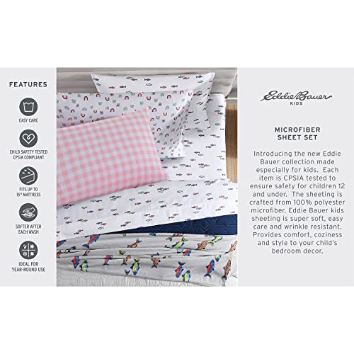 Image of Eddie Bauer Kids - Queen Sheet Set, Ultra-Soft Microfiber Bedding with Fully Elastic Fitted Sheet, Kids Bed Set with Pillowcases, Easy Care Bedding (Little Rider)