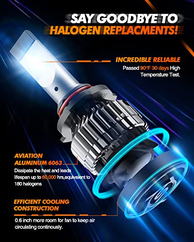 Sealight X2 9005/Hb3 Led Headlight Bulbs 150W 20000 Lumens 600% Brighter 6500K Cool White Low Beam Led Light Bulbs With 20000Rpm Turbo Fan, Plug And Play, Ip67, Pack Of 2 #TOP5