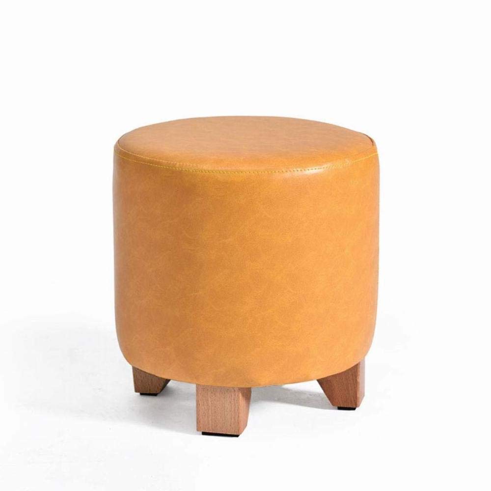 Taburete de madera maciza y cuero de 30cm para salon