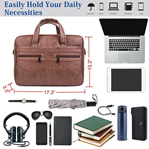 seyfocnia Bolsa mensageiro masculina de couro, pasta para laptop de 17,3 polegadas, bolsa de ombro p
