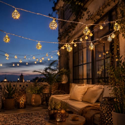 Image of One94Store 3 Meter 14 LED Maccoran Ball String Lights - Perfect for Indoor /Outdoor Decoration for Diwali, Christmas, Birthday, Navratri, and Valentine's Day Gifts(Warm White)