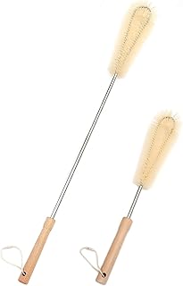 UPTALY 24 inch Extra Long Nylon Brush with 15 inch Bottle Brush, Beech Wood Handle, Bendable Washing Brush with Extended Handle, Tall Bottle Brush with Stainless Steel Pole