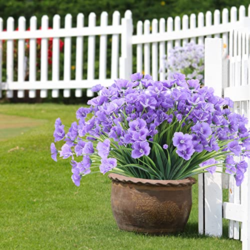 Xeolian Artificial Flowers 8 Bundles Uv Resistant Original Craftsmanship Fake Beautiful Patterned Flowers No Fade Faux Plastic Greenery Shrubs Garden Porch Window Box Decorating(Purple) #TOP6
