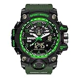 RORIOS Reloj Deportivo Par Reloj de Pulsera Electrónico Doble Pantalla Relojes Digital Cuarzo Analógico Reloj Multifuncional Militares para Hombre Impermeable Ejercito Verde