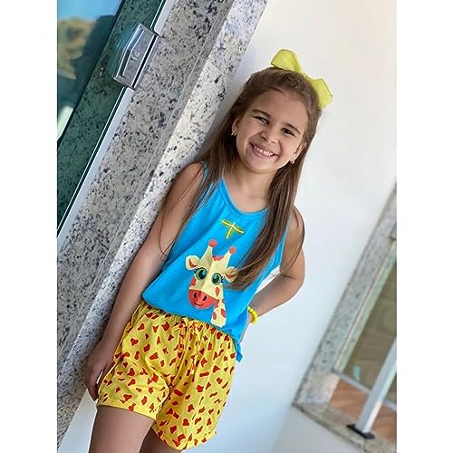 Pijama Infantil estampado Menina Conjunto de Dormir Criança Baby doll de calor (G, MARAVILHA)