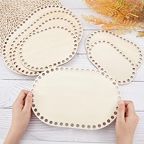 PH PandaHall 7 Sizes Natural Wooden Basket Bottom Oval Blank Solid Crochet Basket Wood Base for DIY Basket Weaving Supplies Craft Making Home Decoration, Burlywood by PH PandaHall - Image 4