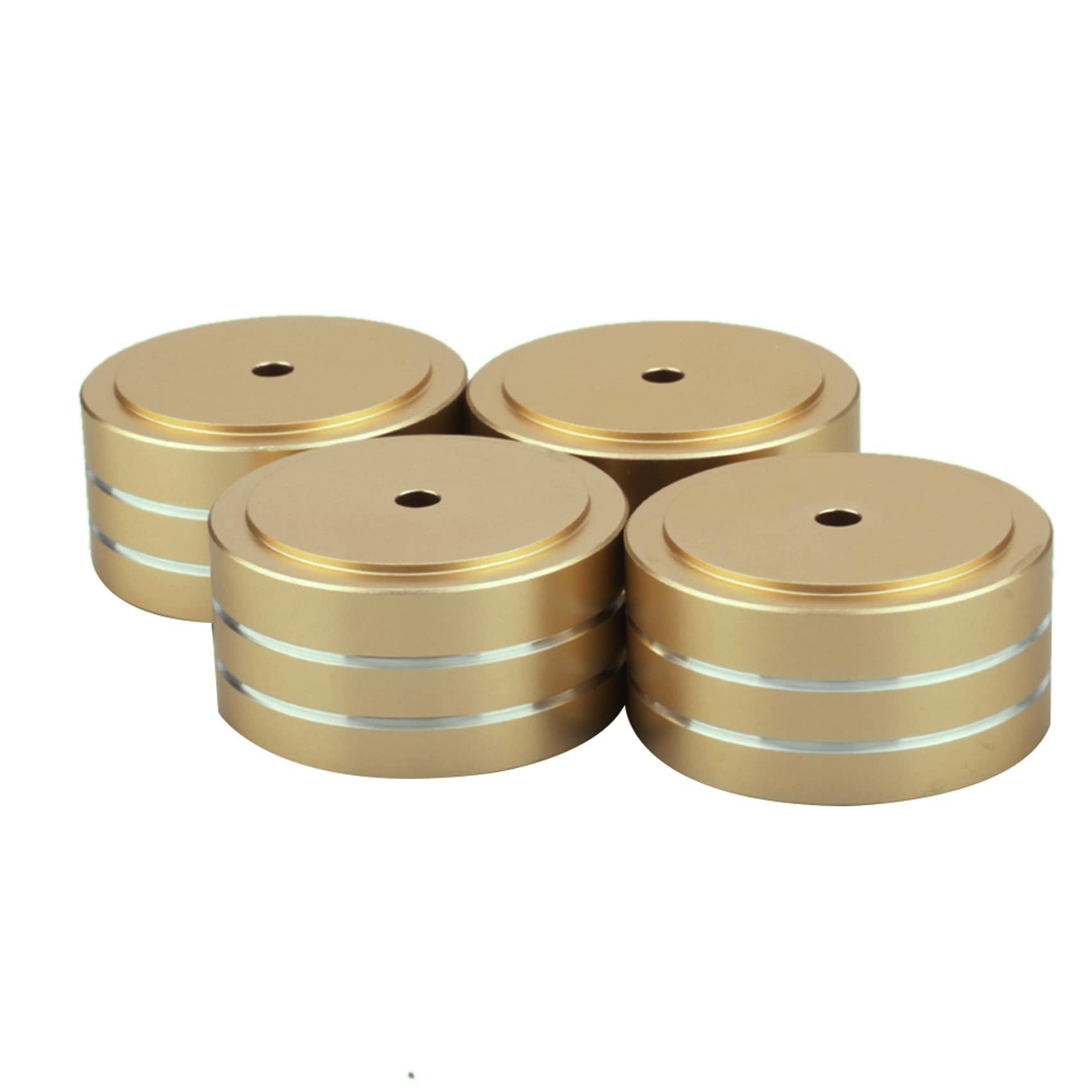 20 Piezas 40X20mm Aluminio HiFi AMP Soporte de Aislamiento de Altavoz Almohadilla de Pie para Tocadiscos (Dorado)