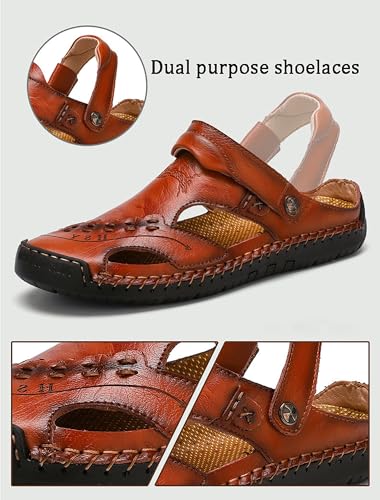Mens Walking Sandals Men Leather Sandals Men's Hiking Athletic Water Shoes Outdoor Summer3