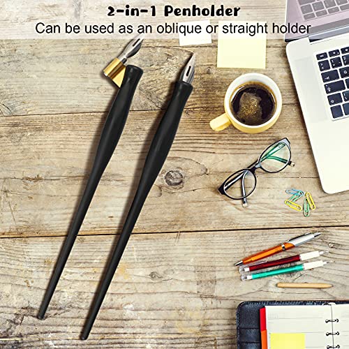 Oblique Calligraphy Dip Pen Set Include 2-In-1 Calligraphy Oblique Or Straight Penholder With 8 Pieces Replacement Nibs (2 Sets) #TOP3