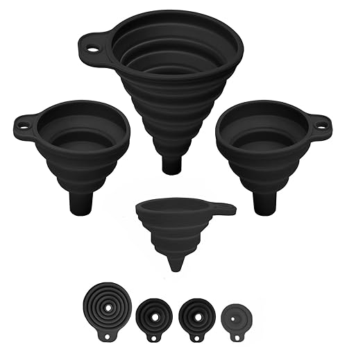 Juego de 4 embudos plegables de silicona 3 tamaños diferentes 1 para S 2 para M 1 para L utensilios de cocina embudo plegable para botella de agua