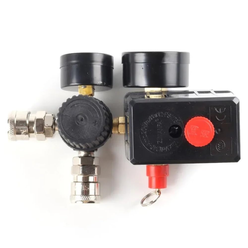 Interruptor de Control de presión de bomba de compresor de aire, regulador de alivio del colector de 4 puertos, 220V/380V, válvula de Control de 30-120PSI con manómetro(B-380V)