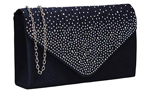 SwankySwans Damen Clutch Abby mit Strasssteinen, Umschlag-Stil, Blau (Marineblau), Einheitsgröße