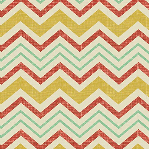 Stitch & Sparkles 100% Cotton Duck 45' Width Chevron Papaya Color Sewing Fabric by The Yard