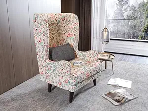 RECTART Wing Chair for Living Room Chair with Cushion Wingback Chair for Livingroom, Bedroom, Office (Printed) - Wood