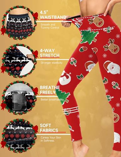 GAYHAY High Waisted Leggings for Women - Soft Opaque Slim Tummy Control Printed Pants for Running Cycling Yoga