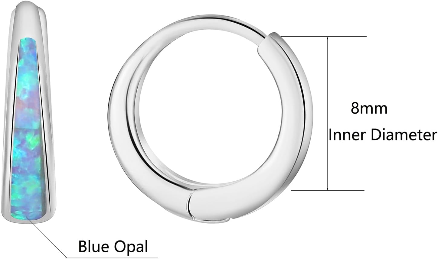Opal Huggie Earrings for Women Trendy 14k Gold Plated Huggie Hoop Earrings Small Silver Earring Opal Jewelry Birthday Gifts for Women Mom Her - Image 3