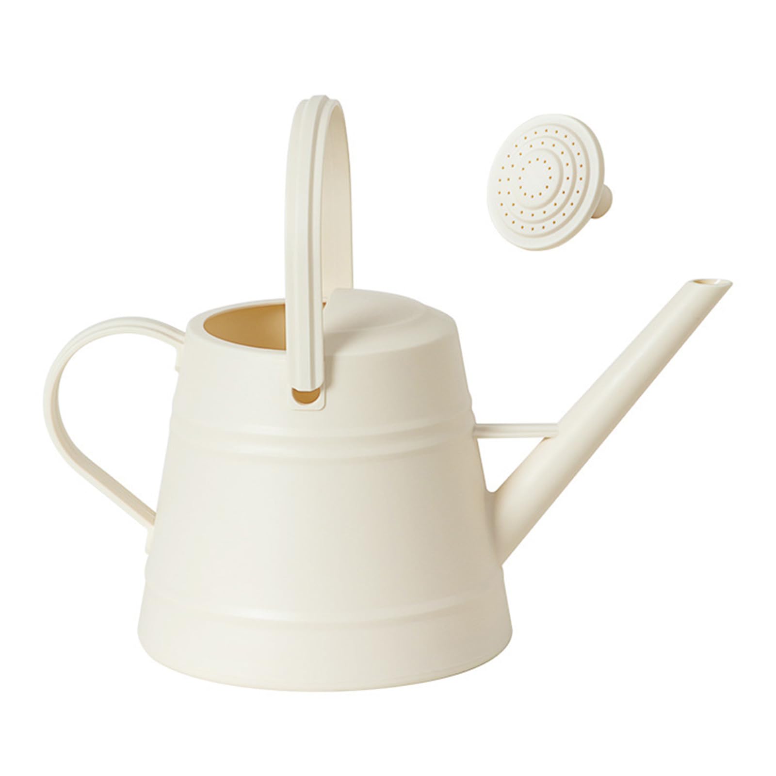 Tfaoys Cream White Multipurpose Outdoor Watering Container Adjustable Flows Spout Removable Sprayer Nozzle Comfort Handle For Balcony Plant Long Spout Garden Watering Can For Indoor Plant