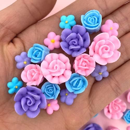 30 Unicorn Icing Flowers | Small Unicorn Flowers | Edible Roses| Lavender | Edible Flowers | Icing Flowers | Icing Roses | Pink Icing Flowers | Unicorn Sprinkles | Simply Sucré