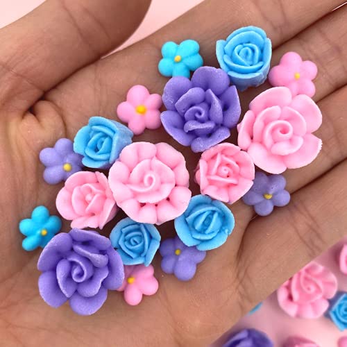 30 Unicorn Icing Flowers | Small Unicorn Flowers | Edible Roses| Lavender | Edible Flowers | Icing Flowers | Icing Roses | Pink Icing Flowers | Unicorn Sprinkles | Simply SucrÃ©