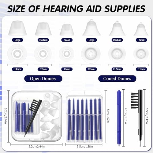 Wovnet Hearing Amplifier Accessories Kit, Compatible with Audien Hearing Amplifier Cleaning Tools, Includes 6 Sizes Silicone Dome, Cleaning Brush and Screwdriver, Wax Guards, Carrying Case(16 Pcs) by Wovnet - Image 3