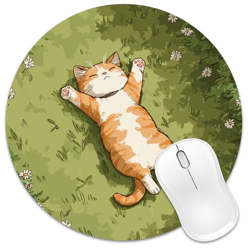 Velluxion Cute Cat Mouse Pad 8x8 in, Adorable Funny Kitty