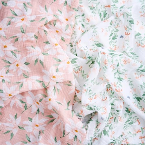 Image of aden + anais Essentials Cotton Muslin Swaddle, Breathable Baby Blanket, Ideal for Boys, Girls, Newborns, Babies & Infants, Receiving Blanket, Soft and Lightweight Wrap, 2 Pack, Butterfly Garden