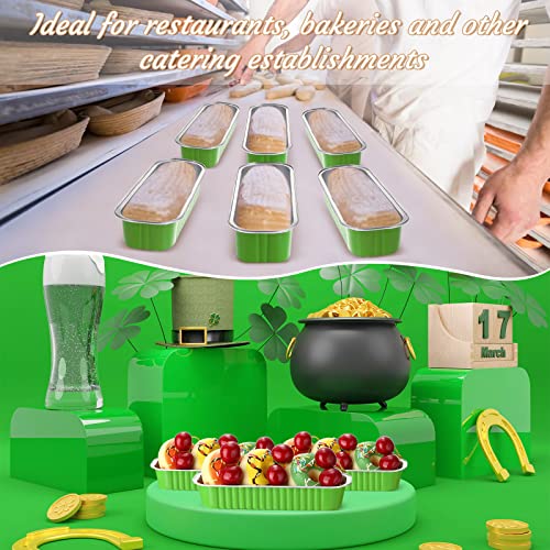 100 Pcs Aluminum Foil Baking Cups 6.8 Oz Mini Loaf Pans With Lids Disposable Rectangle Aluminum Baking Pans Ramekins Muffin Baking Tins Containers Holders For Bread Brownie Cake Cheesecake (Green) #TOP2