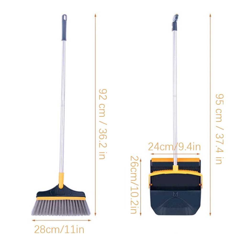 Moderno Escoba Plegable y recogedor con Mango Largo de Acero Inoxidable, Juego Combinado de recogedor Vertical Conveniente
