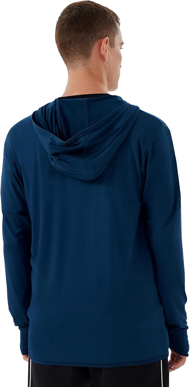 Corna Men's Lightweight Hoodie, Sun Protection Full Zip Hooded Jackets with Thumb Holes - Image 2