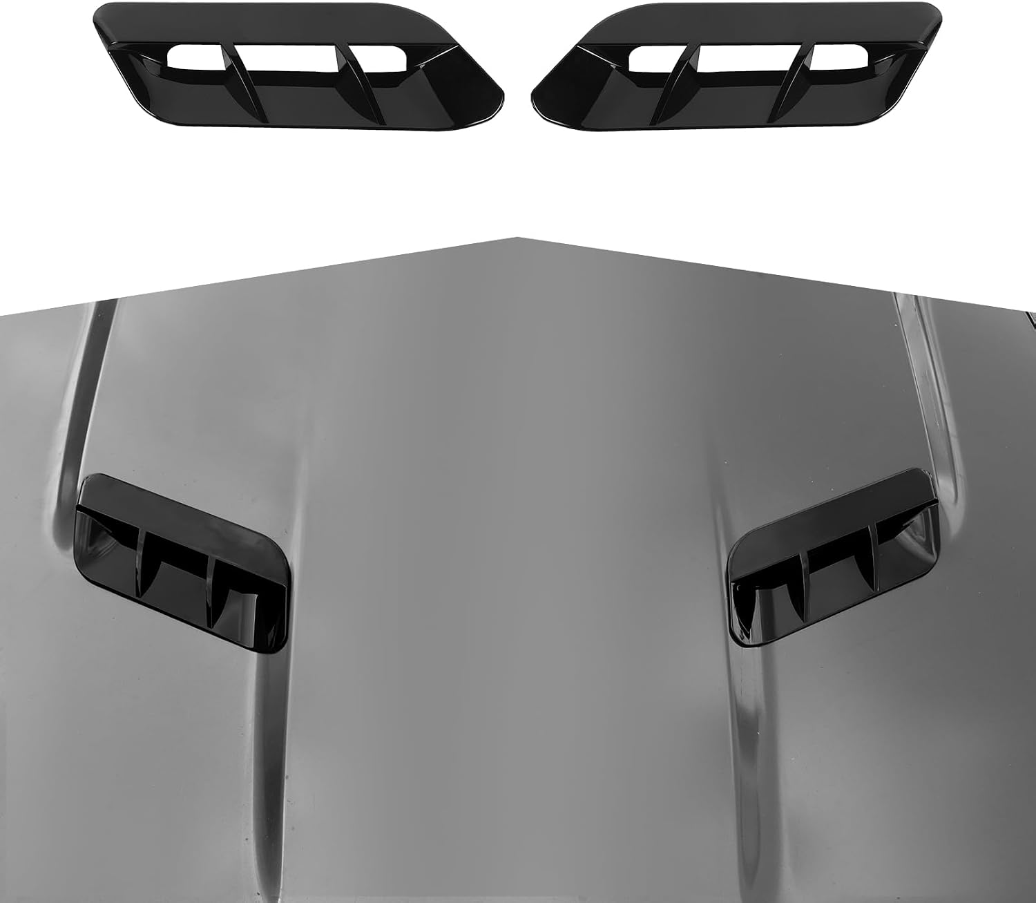 Hood Scoop Insert Vents fit for Dodge Challenger 2015+ Hood Scoop Vent Bezel Engine Hood Air Vent Hood Air Intake Cover,Black