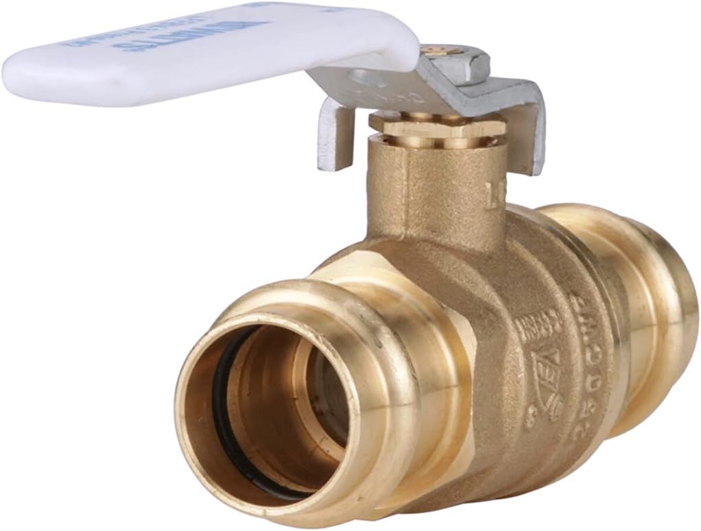 Watts 88005394 LFFBV-PEX-F1960 2-Piece Full Port Brass Ball Valve with PEX F1960 Ends, Without Waste Drain, 1 Inch