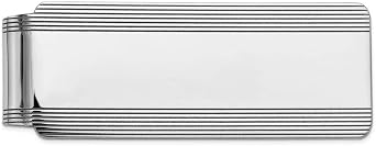 14k White Gold 2" x3/4" Grooved Mens Money Cash Credit Card Wallet Holder Money Clip