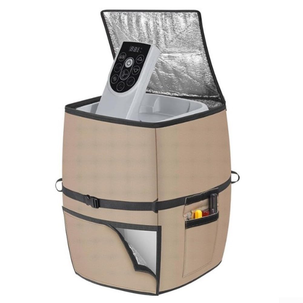 Spa-Pumpenabdeckung, 600D Oxford mit Aluminiumisolierung, wasserdichte Heizjacke für Outdoor-Whirlpool-Pumpen, winddichte Gurte und Aufbewahrungstasche, Khaki
