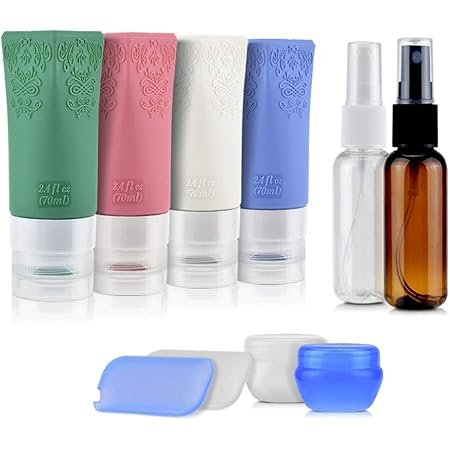PACETAP Travel Bottles TSA Approved, 10 Pack Leak Proof Silicone Travel Containers for Toiletries, Travel Size BPA Free Refillable Cosmetic Bottles for Shampoo Soap Liquids - Women & Men