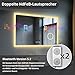 LUVODI Badspiegel mit Beleuchtung Bluetooth: 100x70cm Led Spiegel mit 3-Fach Schminkspiegel und Uhr, 3 Lichtfarbe Einstellbare Badezimmerspiegel Beschlagfrei Speicherfunktion, Wandspiegel