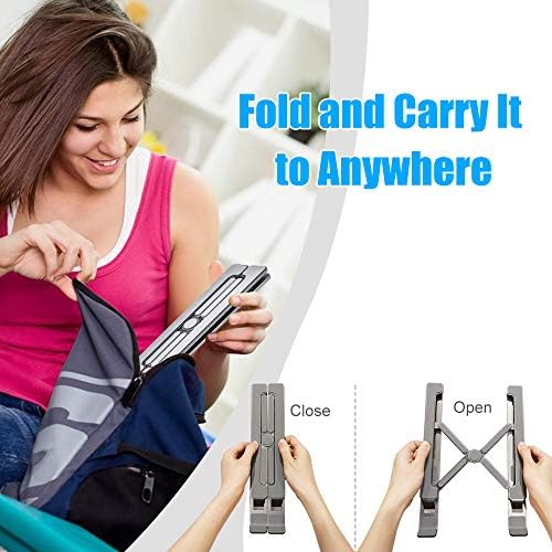 Adjustable Laptop Stand for Desk Portable, foldable Aluminum Ventilated Laptop Holder Riser for MacBook Pro Tablet Ipad Stand, 7 Height, 10-17 inch Notebook Tablet