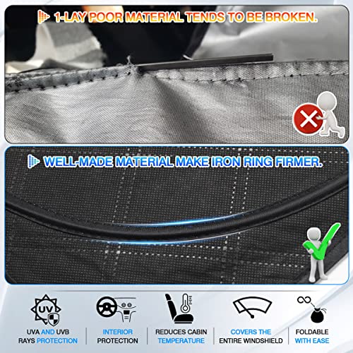 Canvcle Compatible With Windshield Sun Shade Ford Explorer 2011-2019 Thicken 4-Layer Sun Visor Uv Rays And Sun Heat Protection Keep Vehicle Cool With Storage Pouch #TOP3