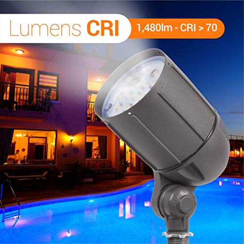 12-Watt Led Bullet Flood Light For 120 Volt Outdoor Landscape Lighting, 1480 Lm, Bronze, 70W Mh Equal, Flagpole Light, 22° Spot Beam, Monument Sign Lighting, Warm White (3000K, 1-Pack) #TOP3