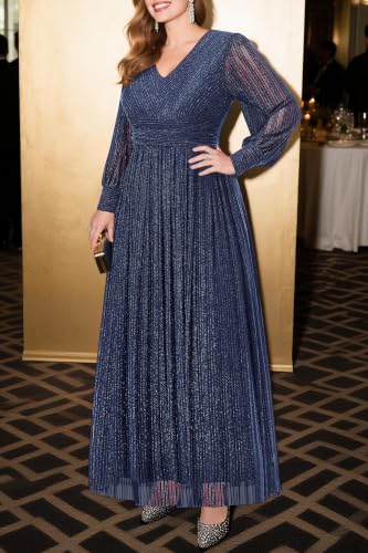 Image of Pinup Fashion Plus Size Formal Evening Glitter Prom Wedding Guest Dress | Silver thread straight knit, v-neck, empire waist, back zipper, a-line, maxi long, perfect for evening party, wedding guest