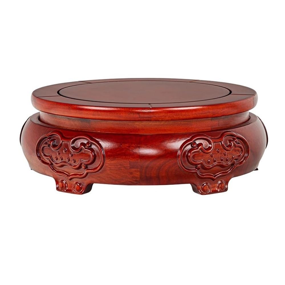V2t9R4m7 Bonsai pot stand Round Wood Pedestal Display, Relief Sculpture Brackets, for Indoor Bonsai Teapot Vase Bonsai display stand(Small)