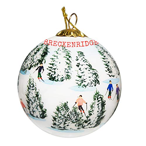 Art Studio Company Hand Painted Glass Christmas Ornament - Skiing The Glades - Breckenridge, Colorado