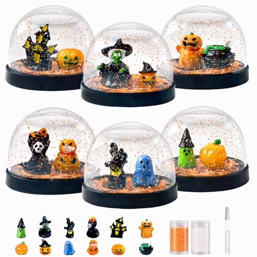 Halloween Snow Globes Making Kit - Make Your Own Snow Globes, Halloween Crafts for DIY Water Globes, Halloween Activities and Gift, Halloween Decorations for Home(6 Packs)