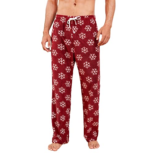Image of U2SKIIN Mens Fleece Pajama Pants, Warm Plaid Lounge Pj Bottoms